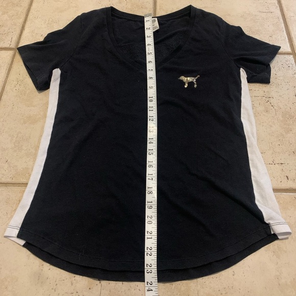 PINK Victoria's Secret Black & White Sequin Dog Tee - M - Picture 7 of 7